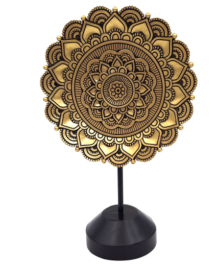 Figura Mandala ovale 35 cm - decorazione buddista dorata con possibilità di personalizzazione con incisione