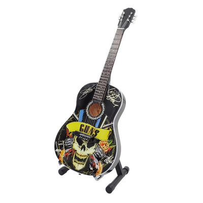 Mini chitarra classica Guns N' Roses Tribute MGT-3124 con possibilità di personalizzazione tramite incisione, ideale come regalo per chitarristi, realizzata in mogano, altezza 25 cm