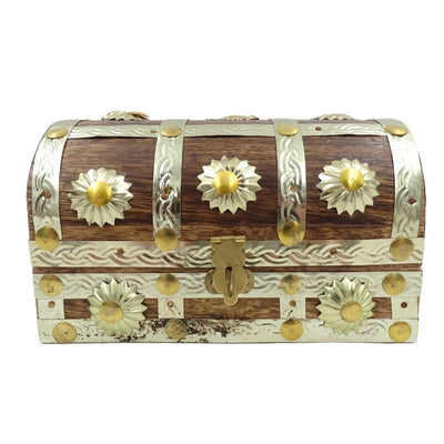 Scatola in legno per oggetti vari SE14 con possibilità di personalizzazione incisione, marrone e oro, ideale come regalo – 16x9,5x10 cm