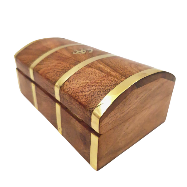 Scatola in legno marina vintage DNU-020 con motivo ancora in ottone, incisione personalizzata, ideale come regalo per gli amanti del mare, dimensioni 18,4 × 12,7 × 7,6 cm