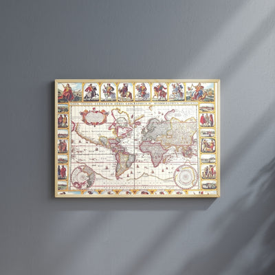 Mappa del mondo Piscator 1652 con possibilità di incisione personalizzata