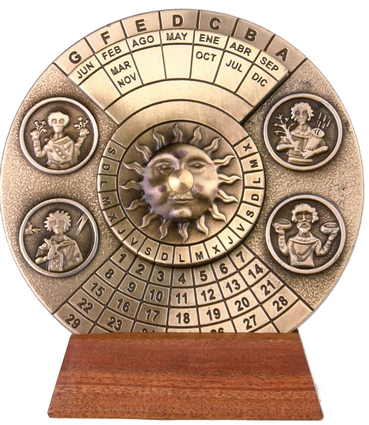 Calendario perpetuo rinascimentale con incisione - regalo personalizzato per gli anni 1600-2799, elegante decorazione per ufficio, diametro 9 cm, stile rinascimentale
