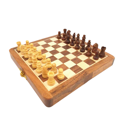 Scacchi magnetici in legno 17x17 cm con incisione personalizzata