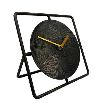 Orologio Rotondo Elegante in Metallo 20 cm Nero-Oro con Possibilità di Personalizzazione Incisa