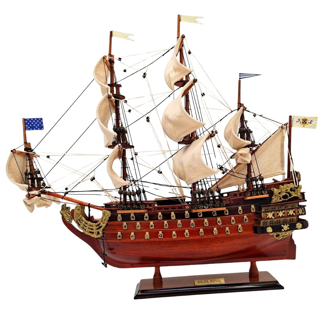 Modello assemblato del veliero Soleil Royal da 46 cm - Realizzato a mano in legno esotico con possibilità di personalizzazione tramite incisione