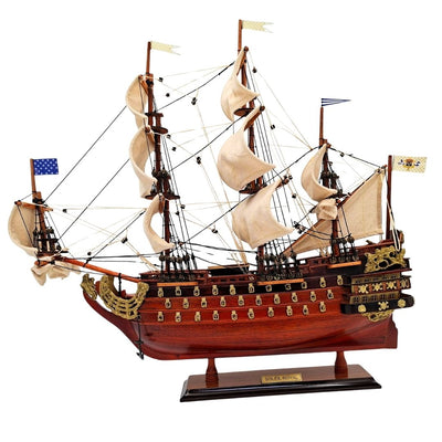 Modello assemblato del veliero Soleil Royal da 46 cm - Realizzato a mano in legno esotico con possibilità di personalizzazione tramite incisione