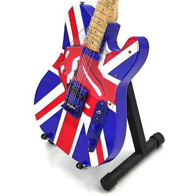 Mini chitarra da collezione Rolling Stones UK&Tongue MGT-2301B in legno di mogano, possibilità di incisione personalizzata, regalo ideale per ogni occasione, altezza 27,5 cm