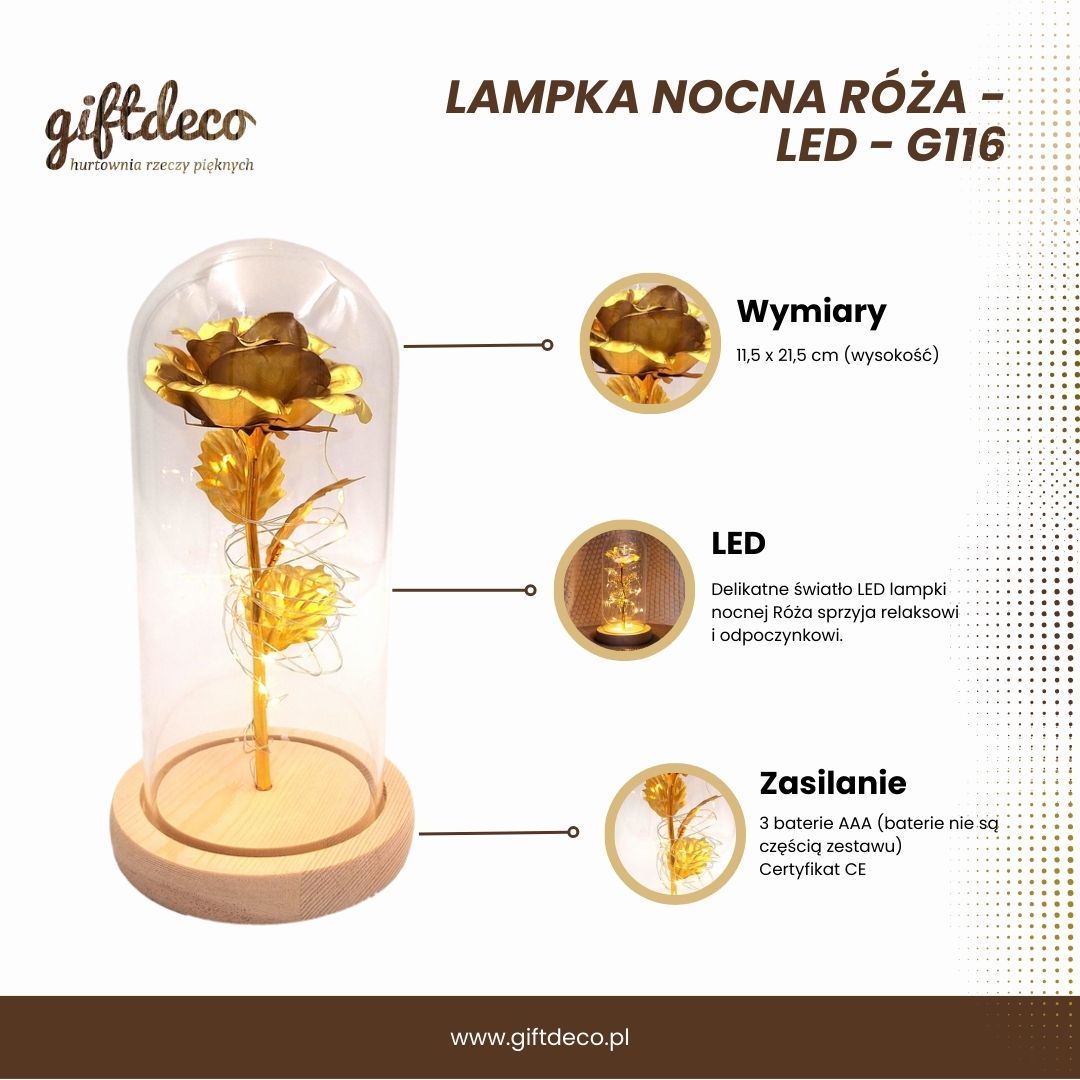 Lampada da notte Rosa LED con possibilità di personalizzazione tramite incisione, regalo romantico, altezza 21,5 cm, luce delicata, decorazione ideale per la camera da letto