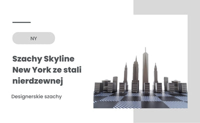 Scacchi New York Skyline in acciaio inox con incisione