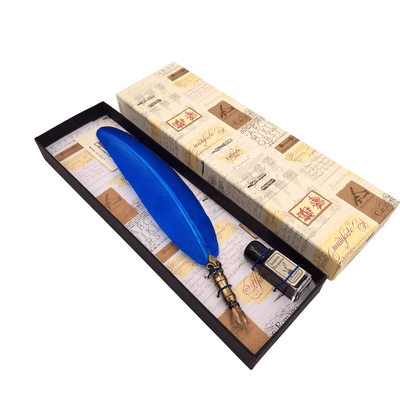 Set da calligrafia con penna blu e possibilità di incisione personalizzata