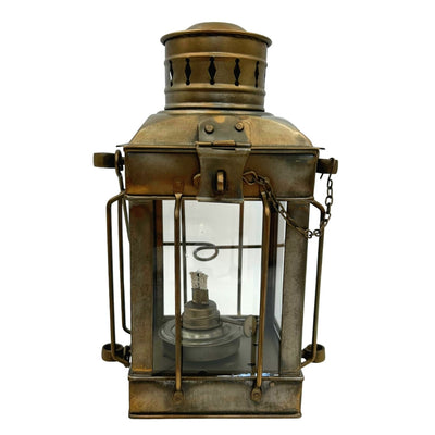 Lampada a petrolio retrò in acciaio LT608 color ottone anticato con possibilità di incisione
