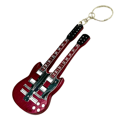 Portachiavi chitarra Led Zeppelin - Jimmy Page - incisione personalizzata - mogano rosso - regalo ideale per chitarrista e fan del rock - dimensioni 6 x 11 x 0,5 cm