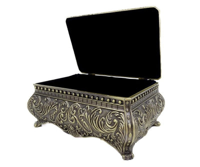 Elegante scatola metallica decorativa con incisione