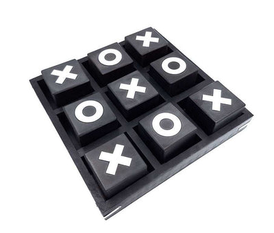 Grande Tris in Legno 24x24 cm con Possibilità di Personalizzazione Incisa - Elegante Gioco Strategico da Regalo - Classica Combinazione Bianco-Nero, Legno di Alta Qualità