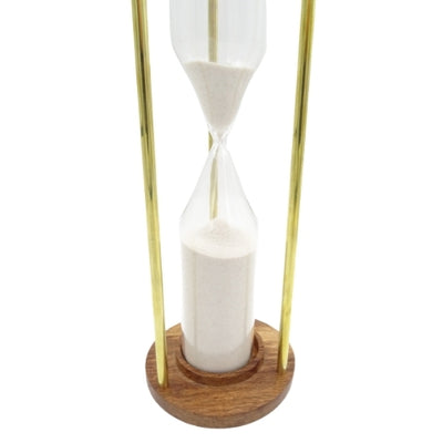 Clessidra in ottone e legno da 30 min, personalizzabile con incisione: un regalo elegante per ogni occasione, altezza 30,5 cm, sabbia bianca, materiali classici