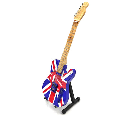 Mini chitarra da collezione Rolling Stones UK&Tongue MGT-2301B in legno di mogano, possibilità di incisione personalizzata, regalo ideale per ogni occasione, altezza 27,5 cm