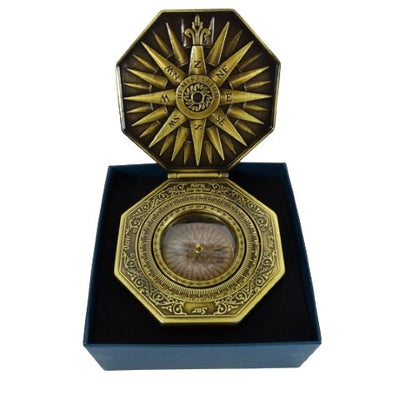 Esclusiva bussola magnetica Cardan H43 in ottone e legno con incisione personalizzata