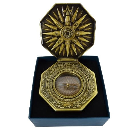 Esclusiva bussola magnetica Cardan H43 in ottone e legno con incisione personalizzata
