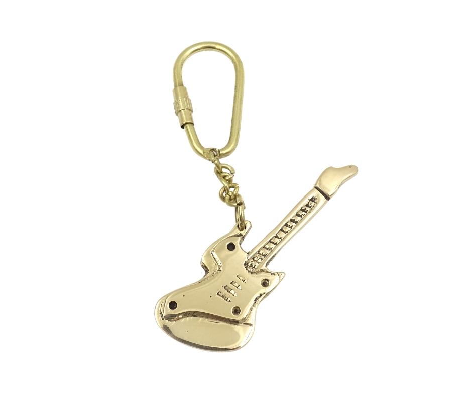 Portachiavi in ottone con chitarra in elegante scatola – Regalo per chitarrista - KRT21A