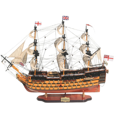 Modello assemblato del veliero HMS Victory da 80 cm con possibilità di personalizzazione tramite incisione - Decorazione esclusiva da regalare, realizzata a mano in legno esotico, alta qualità e cura dei dettagli