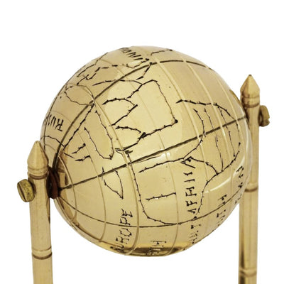 Globo decorativo in ottone con bussola e possibilità di personalizzazione con incisione, dorato, altezza 12,5 cm