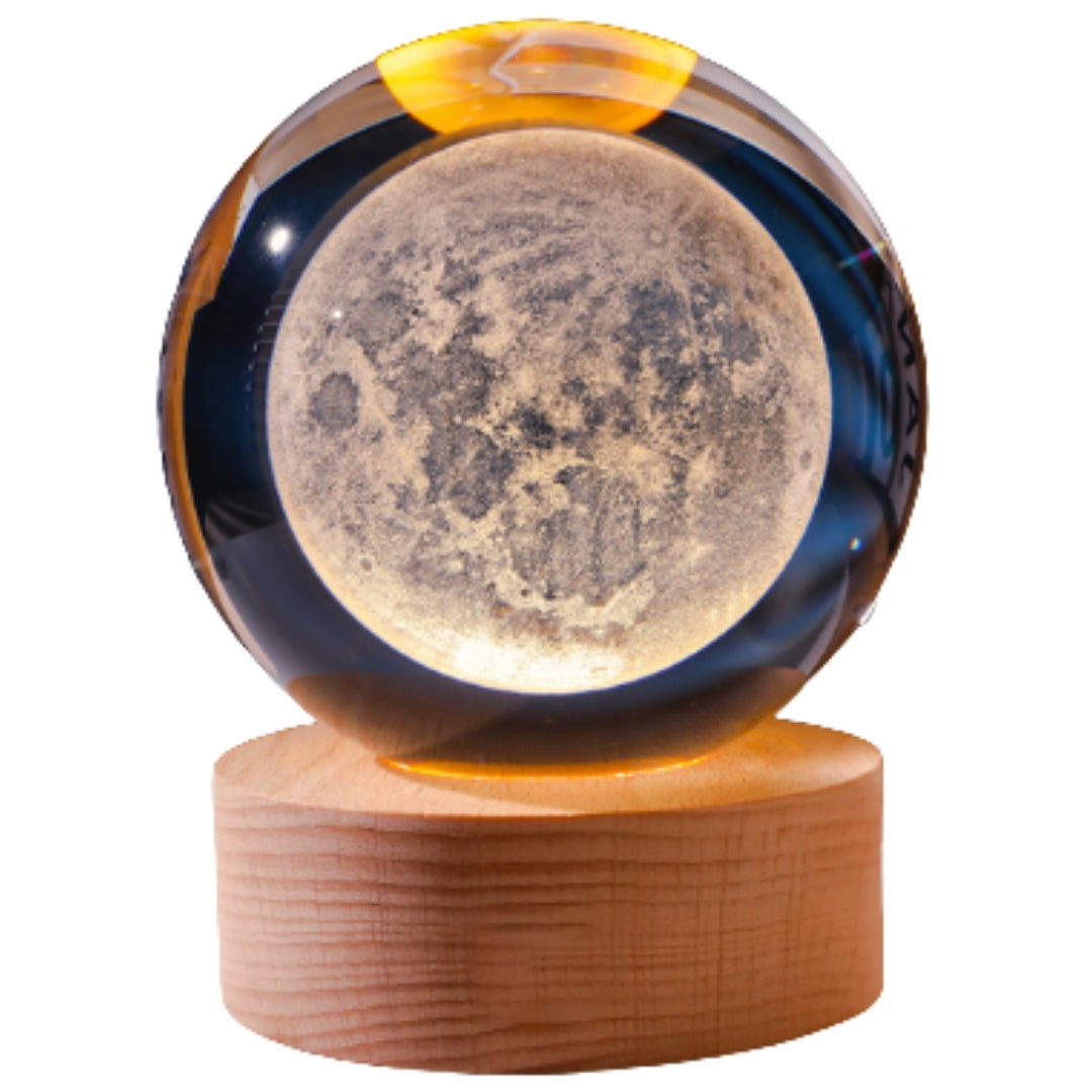 Sfera di Vetro 3D Luna con Incisione