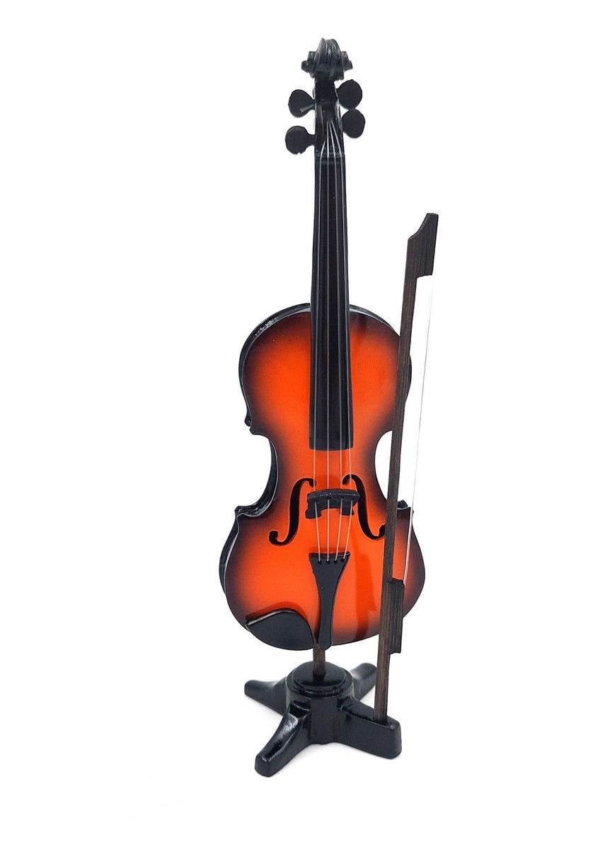 Mini Violino fatto a mano in resina, altezza 13 cm, possibilità di personalizzazione incisa, ideale come regalo per amanti della musica