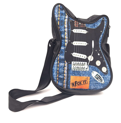 Borsa a tracolla a forma di chitarra Let’s Rock RBG-019 con possibilità di personalizzazione tramite incisione, impermeabile, ideale come regalo per musicisti, PVC 100% e poliestere, dimensioni 34 x 23 x 5 cm