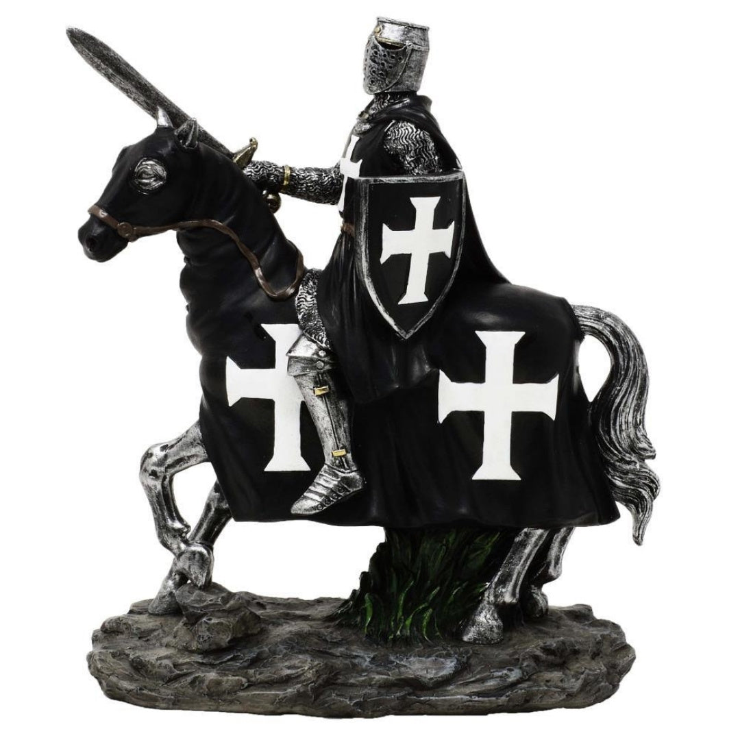 Figura Decorativa Cavaliere a Cavallo 22 cm con Possibilità di Incisione Personalizzata - Elegante Decorazione in Poliresina per Regalo a Amanti della Storia e del Medioevo