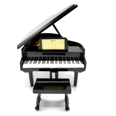Mini Pianoforte con possibilità di personalizzazione incisa, nero, fatto a mano in balsa, scala 1:10, ideale come regalo per pianisti e amanti della musica, altezza 8 cm
