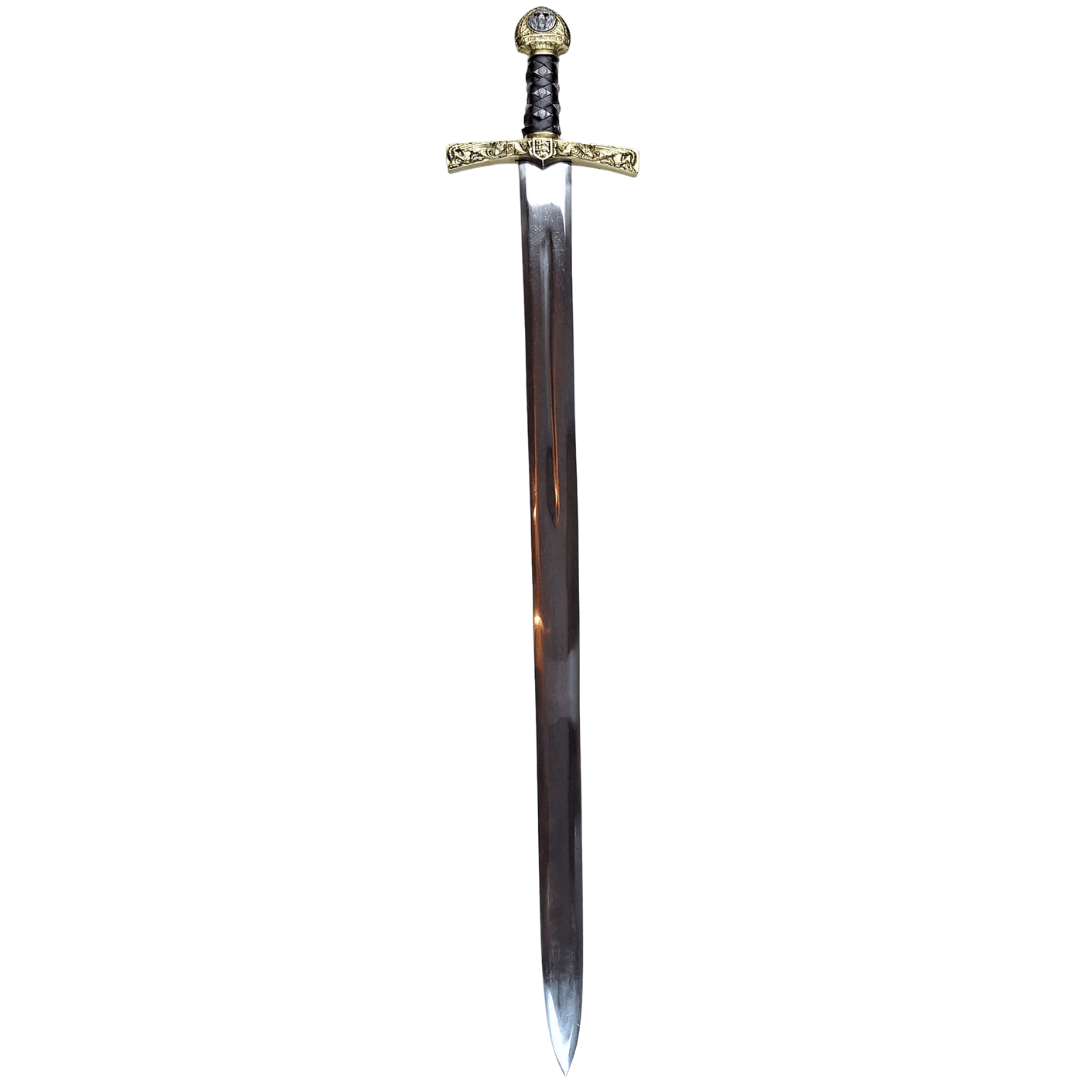 Replica della Spada Excalibur del Re Artù con Incisione – 98,5 cm, Lama in Acciaio, Impugnatura in Ottone