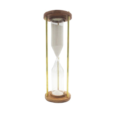 Clessidra in ottone e legno da 30 min, personalizzabile con incisione: un regalo elegante per ogni occasione, altezza 30,5 cm, sabbia bianca, materiali classici