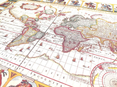 Mappa del mondo Piscator 1652 con possibilità di incisione personalizzata