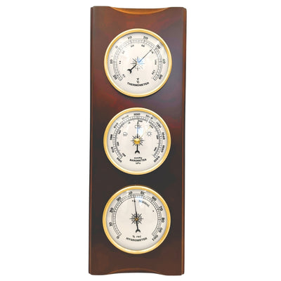 Elegante Stazione Meteo Retrò 36 cm con Incisione – Barometro, Termometro, Igrometro in Custodia in Legno