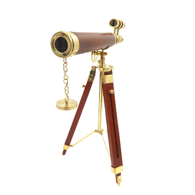 Cannocchiale su Treppiede in Ottone 57 cm con Possibilità di Personalizzazione Incisa