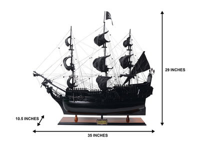 Modello di Nave Pirata Perla Nera BP80R con possibilità di incisione personalizzata, lunghezza 89 cm, regalo esclusivo per ogni occasione, artigianato artistico, base in legno