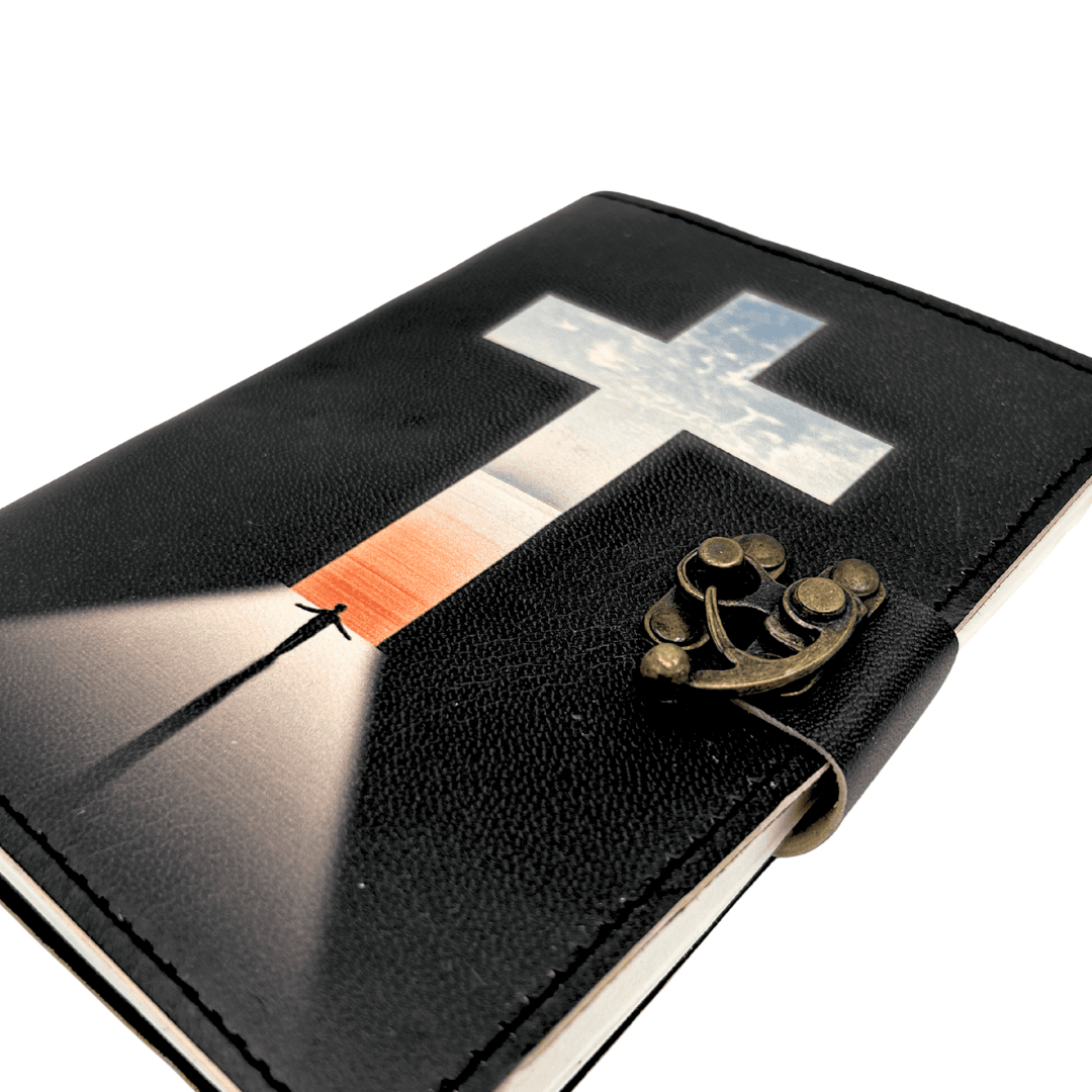 Taccuino in pelle Croce Religiosa Libro di preghiere con incisione