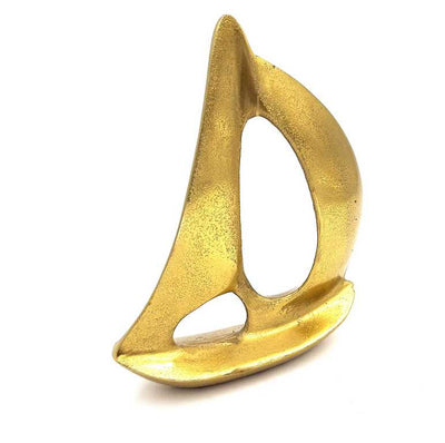 Yacht Dorato in Alluminio 19,5 cm con Possibilità di Personalizzazione Incisa - Elegante Decorazione Regalo per Amanti della Vela