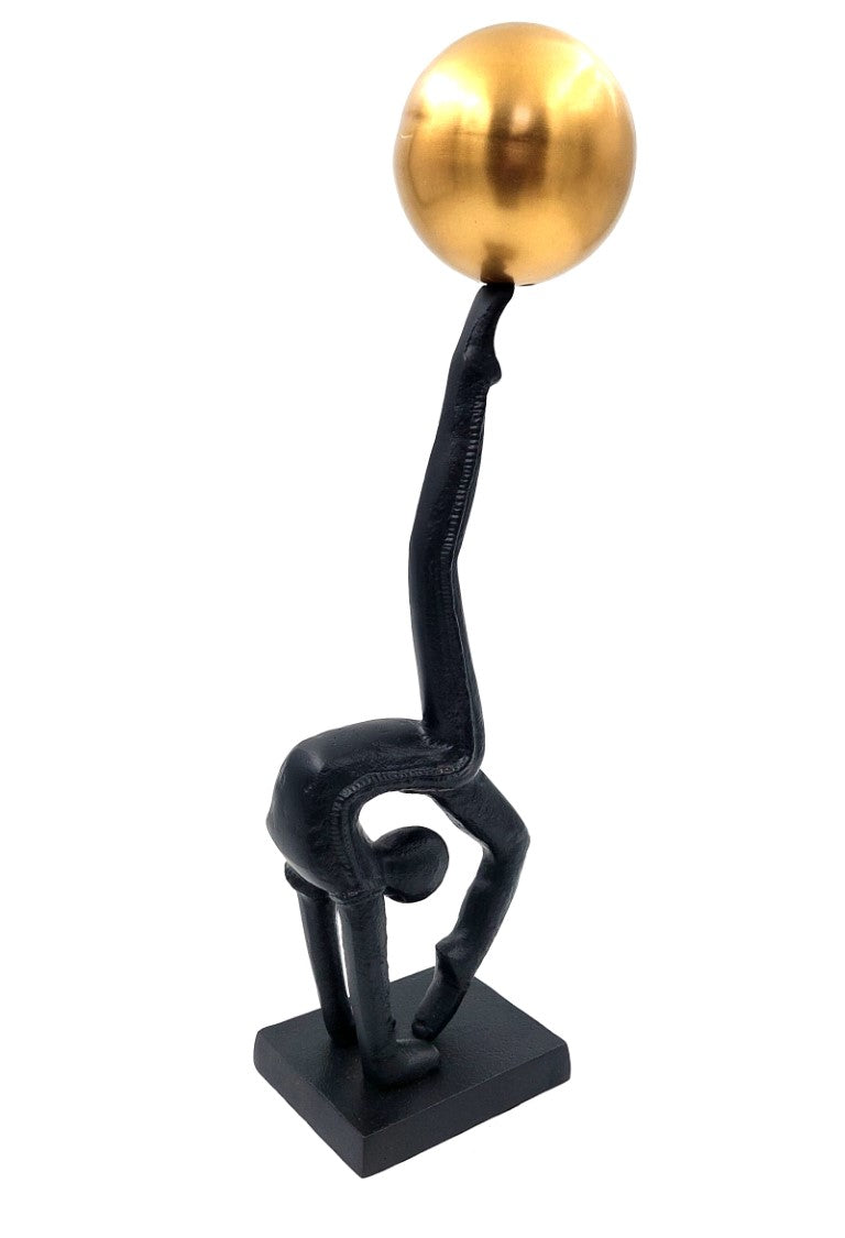 Figura decorativa yogi in nero e oro, altezza 41 cm, possibilità di personalizzazione con incisione, ideale come regalo