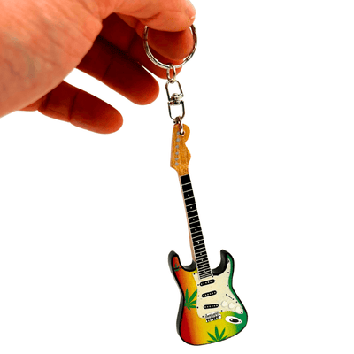 Portachiavi chitarra Bob Marley Reggae in mogano con possibilità di personalizzazione tramite incisione
