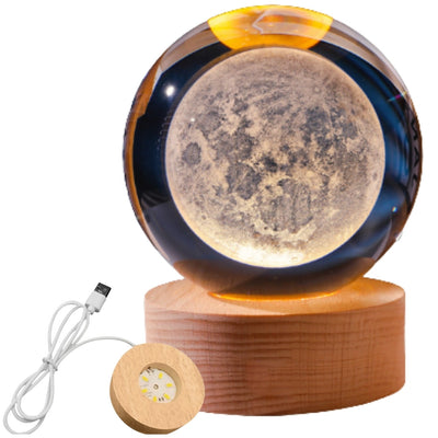 Sfera di Vetro 3D Luna con Incisione