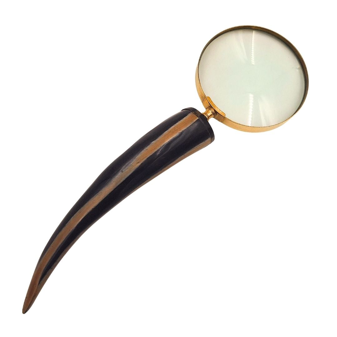 Elegante lente d'ingrandimento da lettura retrò con montatura in ottone e manico in corno di bue - incisione personalizzata - regalo ideale per anziani - lente di alta qualità 3,5x in stile vintage