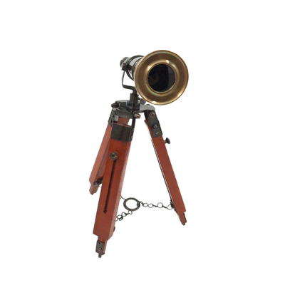 Cannocchiale in Ottone su Treppiede con Possibilità di Personalizzazione Incisa - Elegante Elemento Decorativo da Regalo, Altezza Regolabile fino a 30 cm