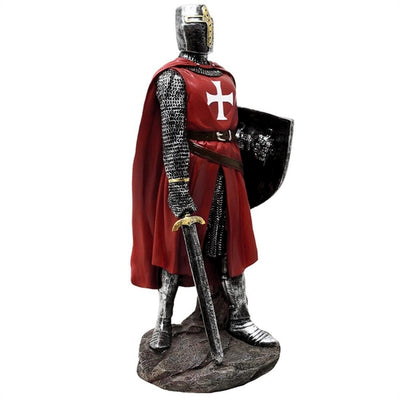 Statuetta di cavaliere crociato 30 cm in poliresina con possibilità di personalizzazione con incisione