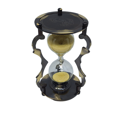 Elegante Clessidra Antica in Ottone 5 min con Incisione