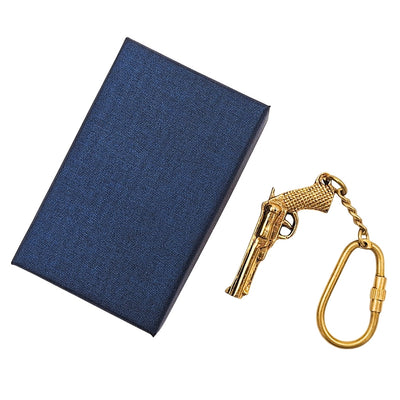 Portachiavi in ottone con revolver in elegante scatola - Gadget per appassionati di western – KRT19A