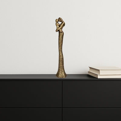 Statuetta moderna Madre con Bambino in oro con incisione personalizzata - altezza 27 cm - regalo ideale per la festa della mamma, compleanni o inaugurazioni - stile glamour con elementi neri - polyresina