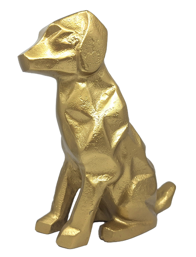 Figura decorativa dorata Cane DOG2 con possibilità di personalizzazione con incisione