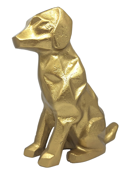 Figura decorativa dorata Cane DOG2 con possibilità di personalizzazione con incisione