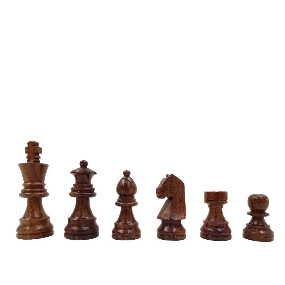 Scacchi in legno 40x40 cm con incisione - Scacchiera pieghevole in palissandro indiano color marrone-beige